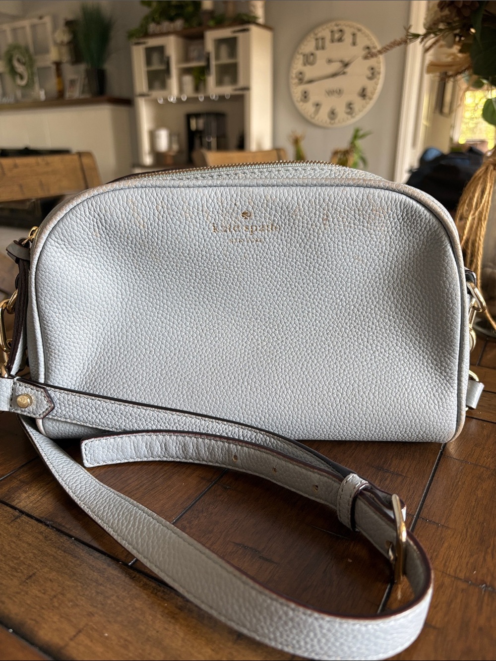 Kate Spade Pebble Leather Crossbody Bag in Light Blue